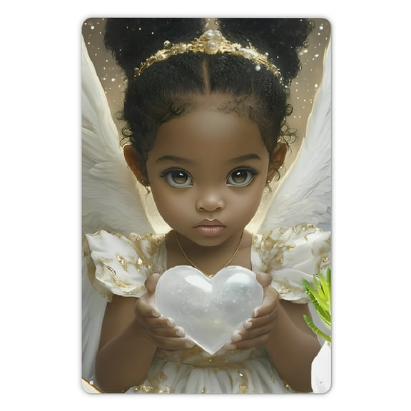 Black Angel Metal Wall Art 8x12 - Vintage Sign, Durable & Fade-Resistant, Easy-Hang Design for Home & Garage Decor