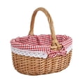 thumbnail image 4 of Cesta de mimbre para picnic con asa, tejida a mano, para regalo, para guardar cosas S rojo blanco, 4 of 9