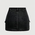 thumbnail image 4 of BLTIBY Girls Bodycon Cargo Jean Skirt Streetwear Y2K Mini Denim Skirts with Pockets Black 14-15 Years, 4 of 6