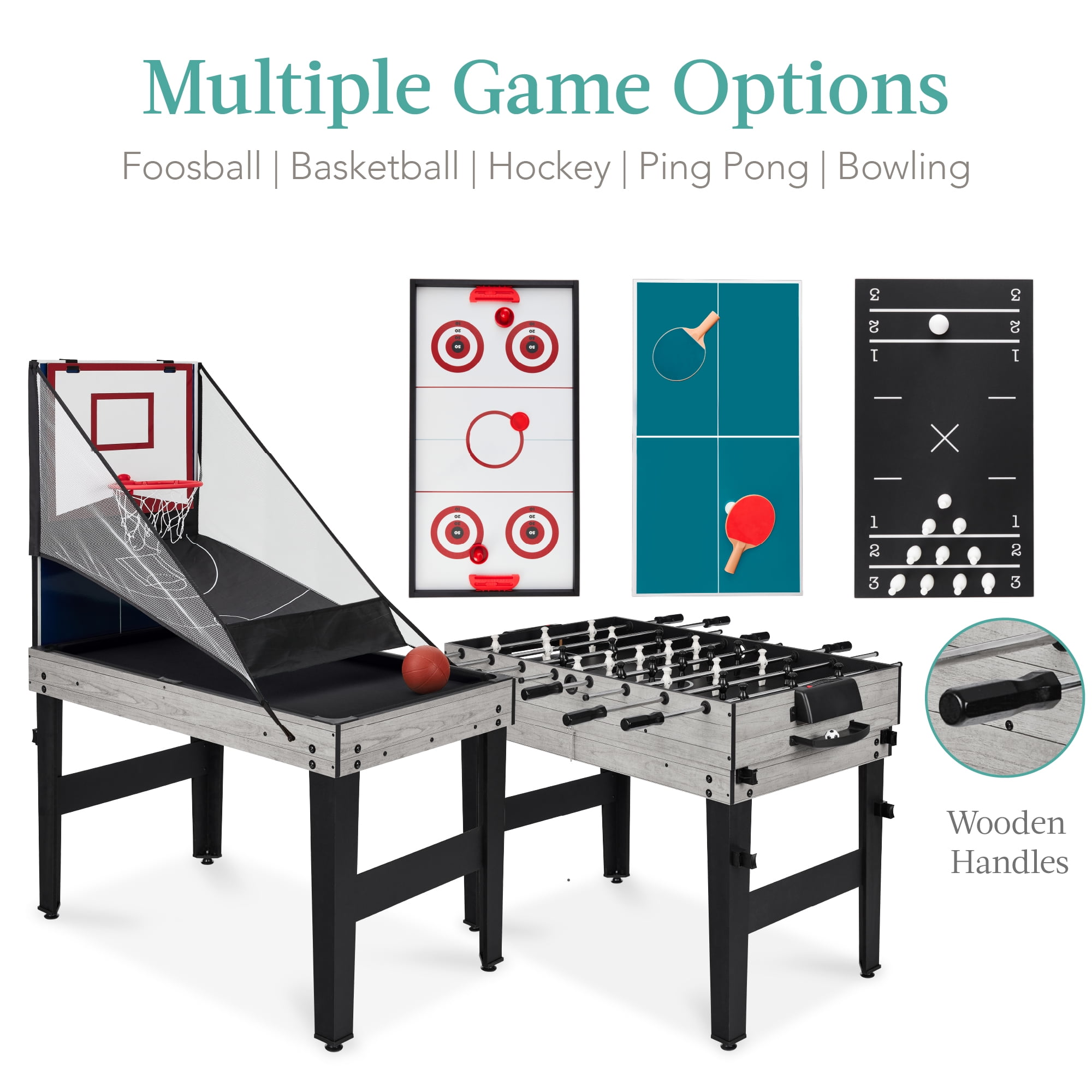 Best Choice Products 13-in-1 Combo Game Table Set w/ Ping Pong, Foosball, Basketball, Hockey, Archery - Gray