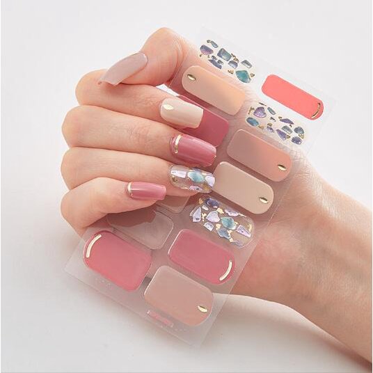 Pegatina De Uñas De Oro Láser 3D Cubierta Completa Autoadhesiva Tira DIY Decoración De Belleza