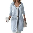 thumbnail image 2 of Karoyedx Zip Up Sweatshirt Women Long Hoodies for Women Zip Up Double Zipper Fleece Jacket Tunic Sweatshirts Fall Winter Fashion Clothes Light Blue Size,XXL, 2 of 2