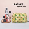 thumbnail image 4 of Cute Avocado Yellow Stripe Makeup Bag, Large Capacity Travel Cosmetic Bag for Women Girls- Travel Toiletry Bag Leather Portable Waterproof Makeup Case Organizer with Handle, 4 of 4