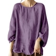 thumbnail image 2 of Endives Womens Long Sleeve Shirt Cotton Linen Shirt Womens Thin Breathable Blouse Summer Spring Clothing Purple, 2 of 4
