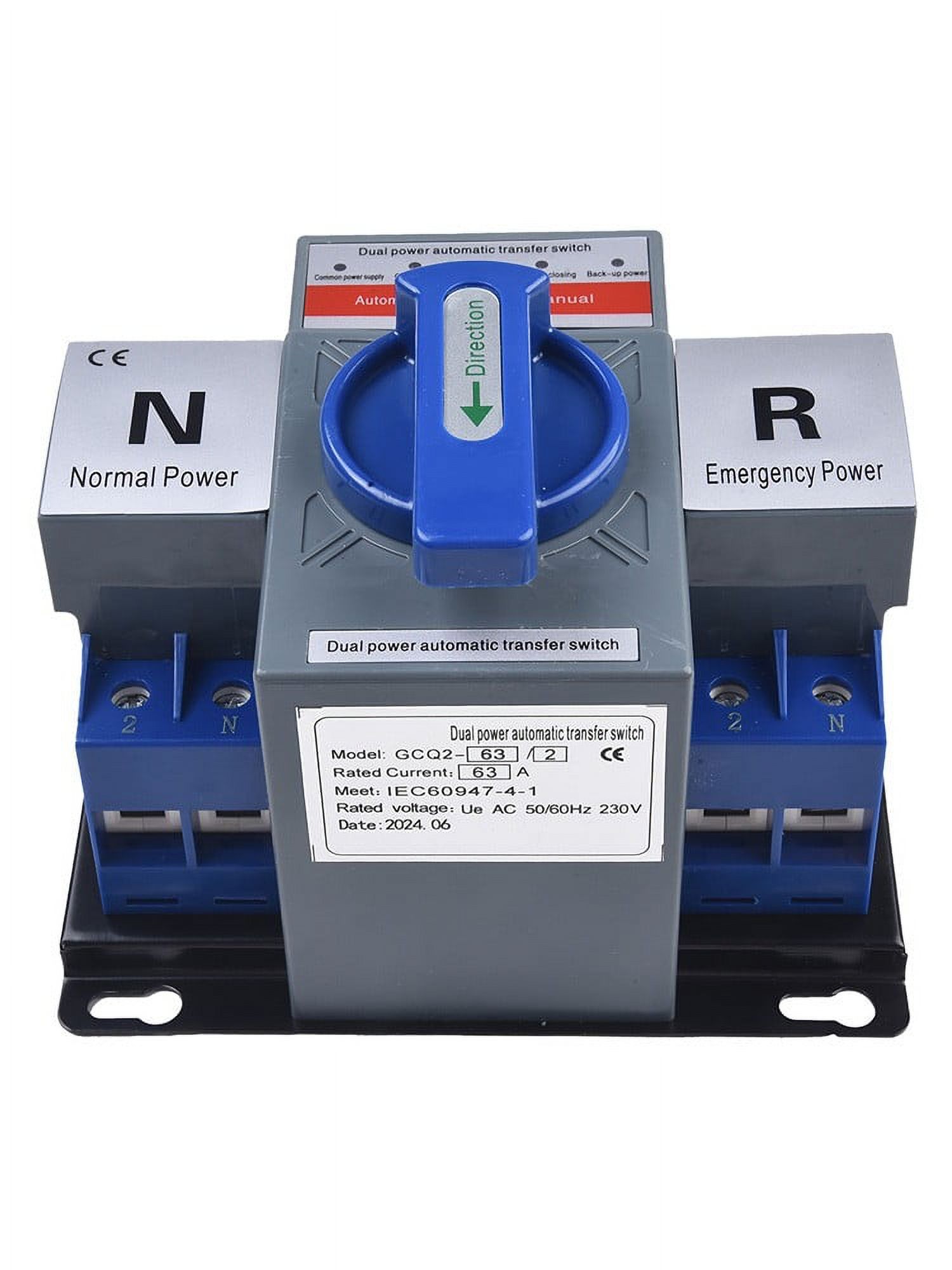 63A 2P ATS Dual Power Automatic Transfer Switch Generator Changeover Switch