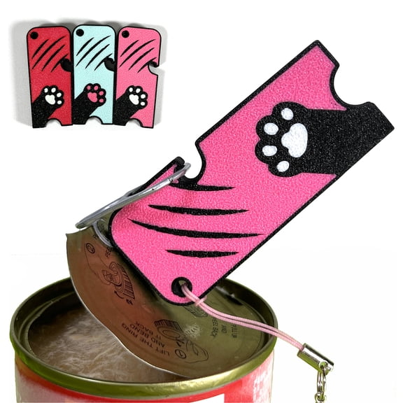 2 in 1 Easy Can Tab Opener Soda Can Opener with Keychain Strap Help for Long Nails,Kids,Sore Hands,Arthritis Cat's Claw Pink