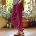 thumbnail image 2 of Pantalones casuales SCZ de bolsillo recto con cintura elástica suelta color púrpura 4XL, 2 of 6