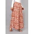 thumbnail image 5 of Women Cotton Floral Foliage Style Maxi Skirt with Elastic Waist, Soft Versatile Floral Hand Block Print, Rust Orange XS, 5 of 6