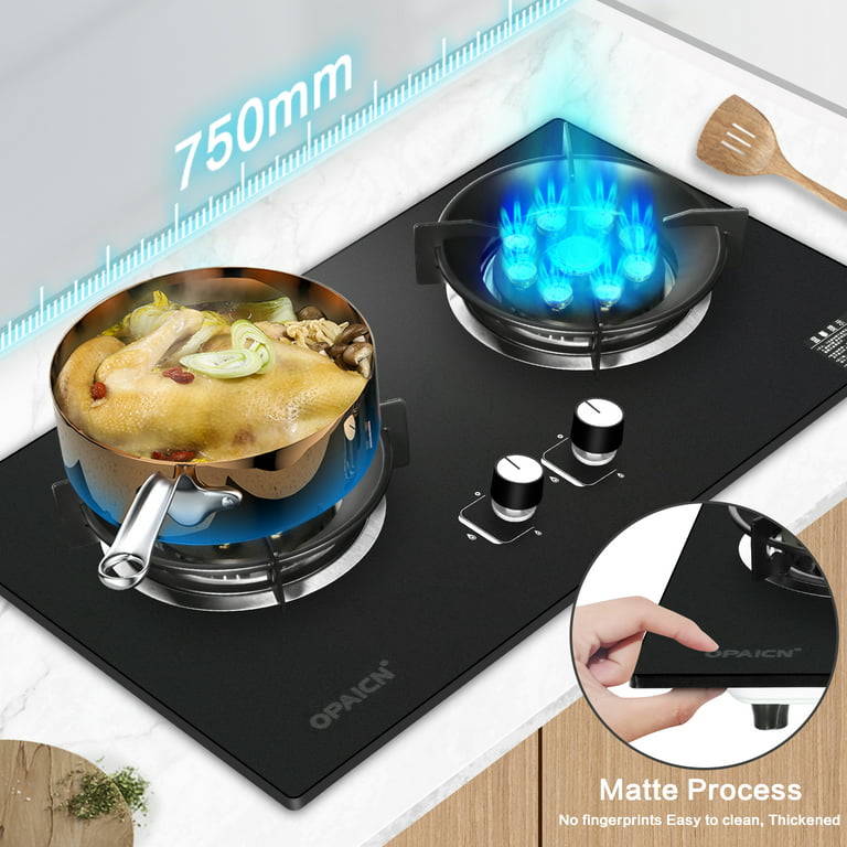 Wobythan Gas Stove,Nine-cavity Fire Double Burner Gas Stove Desktop  Embedded Liquefied Gas Cooker Kitchen Cooktop 