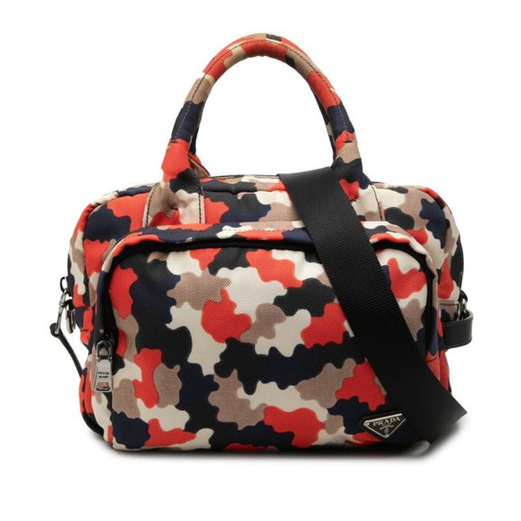 Pre-Owned Prada Triangle Logo Plate Handbag Shoulder Bag 2WAY VA0884 Multicolor Canvas Women's...