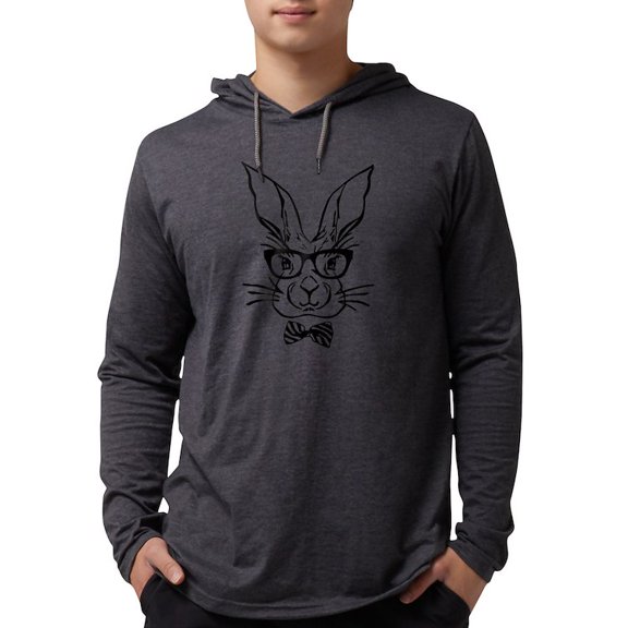 CafePress - Cute Hipster Easter Bunny Long Sleeve T Shirt - Mens Hooded Shirt