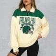 thumbnail image 2 of Football Sweatshirt for Women Game Day Print Long Sleeve Quarter Zip Up Football Season Pullover Fall Winter Tunic Tops, 2 of 5