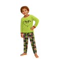 thumbnail image 1 of Moonsky Green Flannel Christmas Pajamas For Family Parent-child Warm Christmas Set Red Santa Hat Printed Home Wear Pajamas Two-piece Mom Set Matching Christmas Pjs For Family 4 Years, 1 of 5
