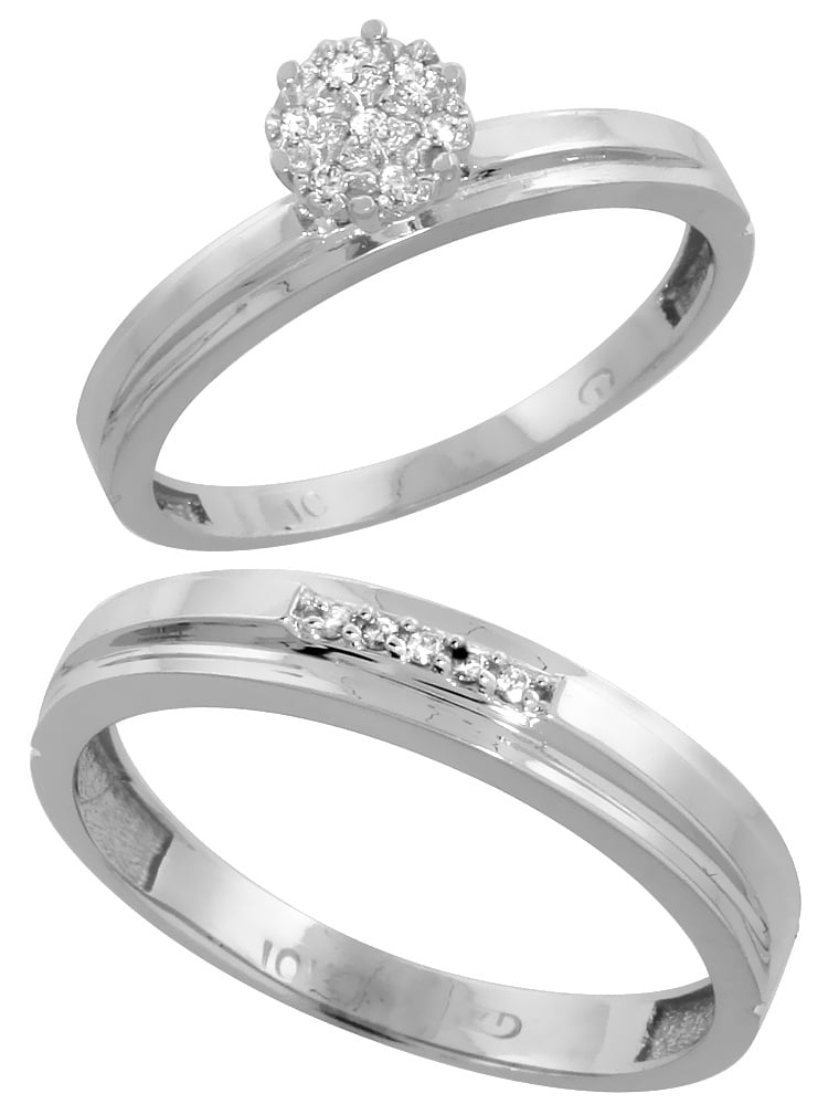 wide Size 7.5 Sterling Silver Diamond Engagement Ring 5//32 in. w// 0.05 Carat Brilliant Cut Diamonds 4mm