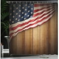 thumbnail image 4 of Ambesonne Rustic Shower Curtain, Retro Wooden Country, 69"Wx70"L, Blue Red, 4 of 5