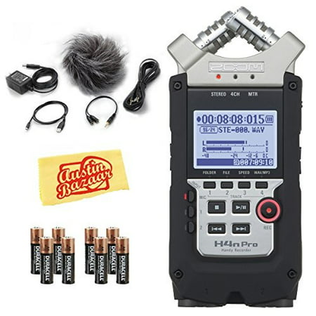 Zoom H4n Pro Handy Recorder Bundle with Zoom APH-4PRO Accessory Pack, 8 Batteries, and Austin Bazaar Polishing