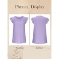 thumbnail image 6 of NFTOEIULA Women Crew Neck 1/4 Feifei Sleeve Pleated Stitching Eyelet T-Shirt, 6 of 7