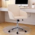 thumbnail image 5 of Dtwnek Velvet Office Chair Desk Chair with Wheels, 360 Degree Swivel Task Chair Computer Chair for Living Room, Bedroom, Office, Khaki+Silver, 5 of 11