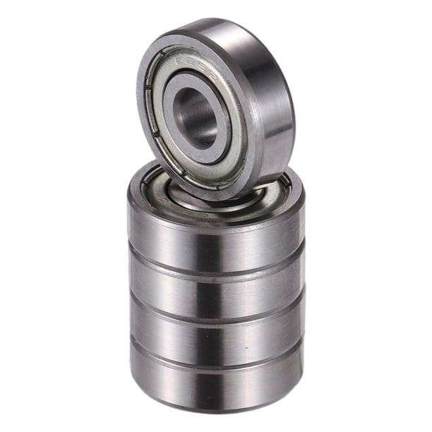 625ZZ 5x16x5mm Escudo de metal doble Fila única Rodamientos rígidos de bolas Tono plateado - Paquete de 5