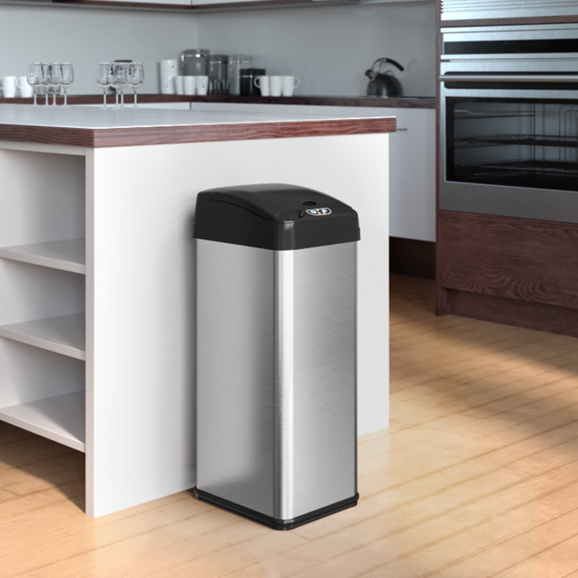 iTouchless 13 Gallon Sensor Kitchen Trash Can with AbsorbX Odor Filter, Stainless Steel