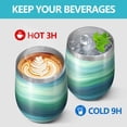thumbnail image 4 of 12oz Stemless Wine Tumblers Green and Grey Abstract Art Artwork Vacuum Insulated Stainless Steel Travel Tumbler Cups Mug with Lid and Straw for Champaign,Cocktail,Beer with Cleaning Brush, 4 of 5