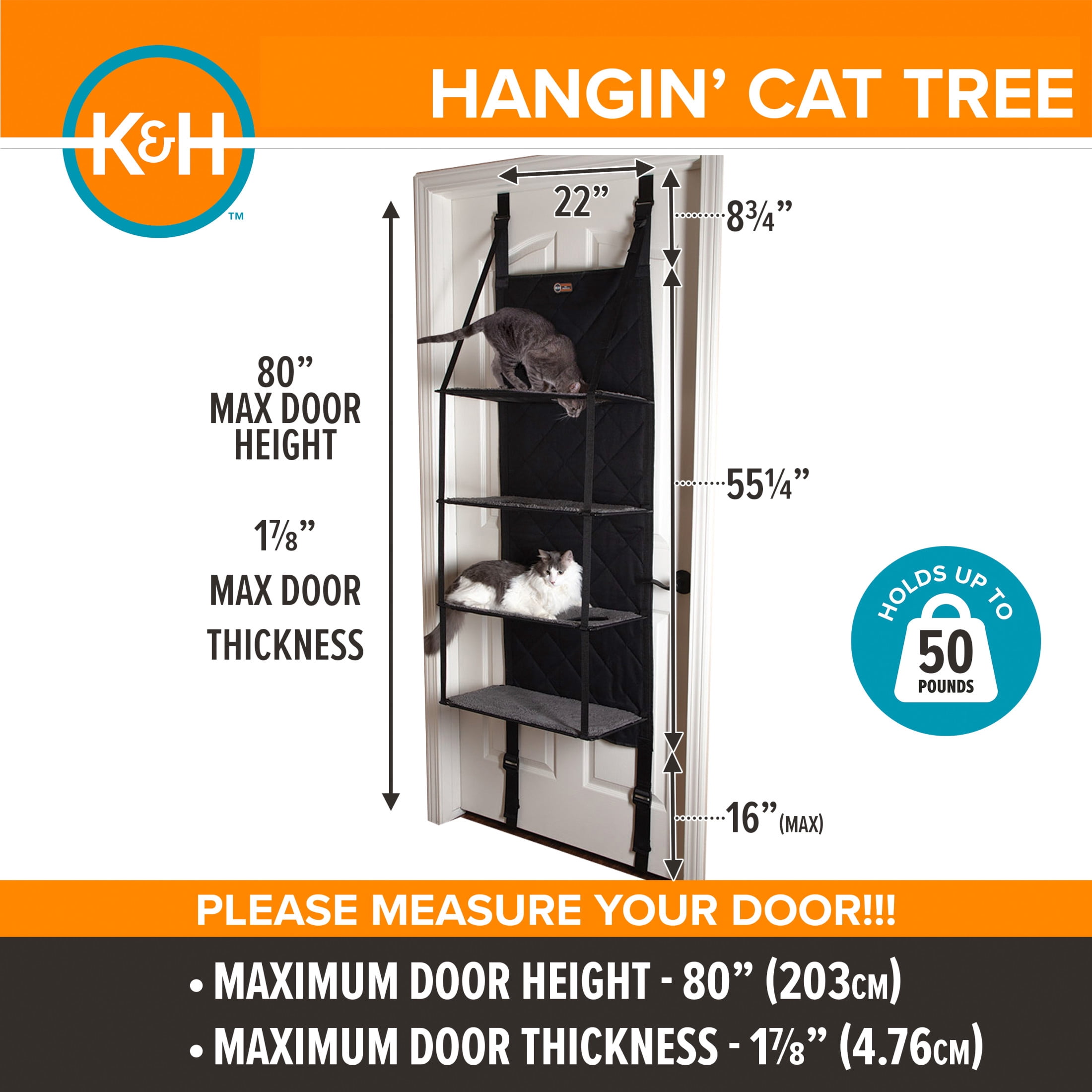 K&H Pet Products Hangin’ Cat Tree - 4 Story Gray 22 X 12 Inches