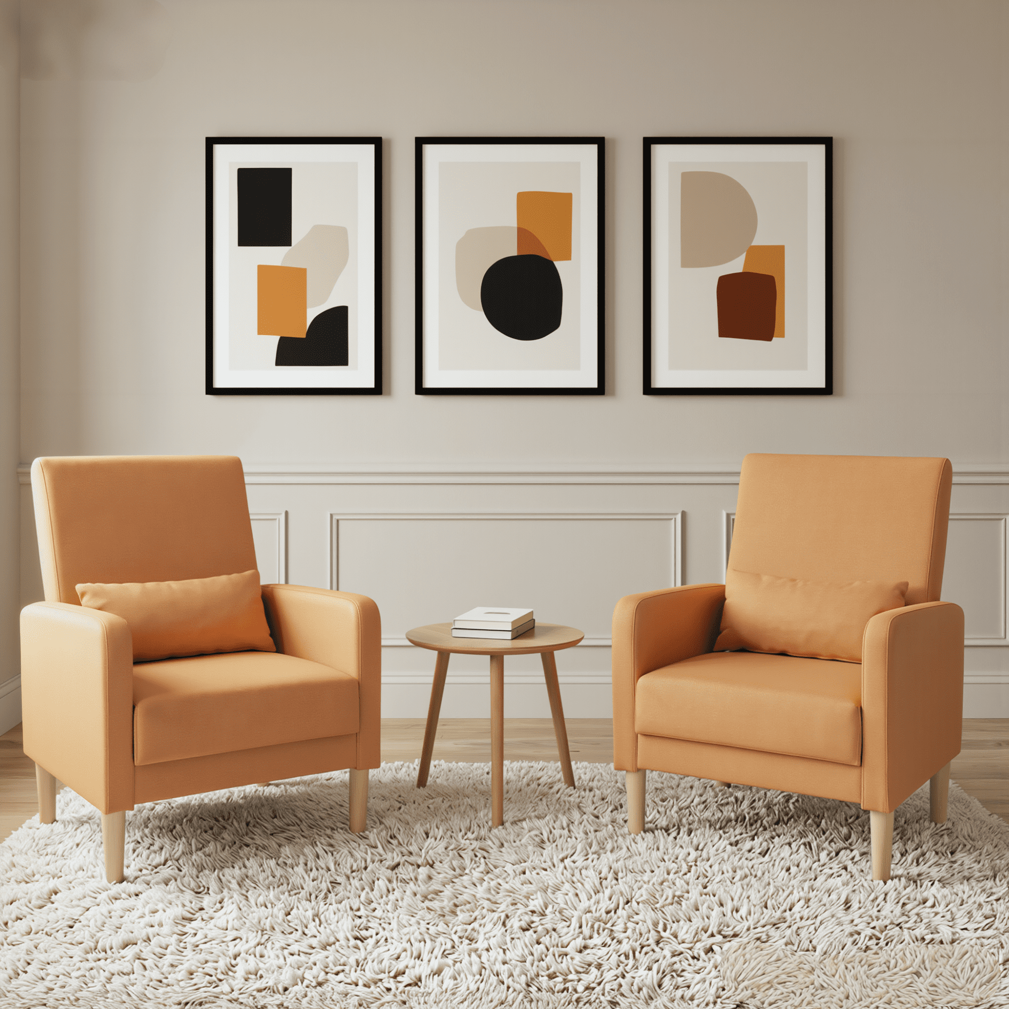 BSHTI 26.5" Accent Chair with Solid Wood Frame, High-Density Foam Seat, 5 Colors, Easy Assembly, Includes Pillow, Linen Orange