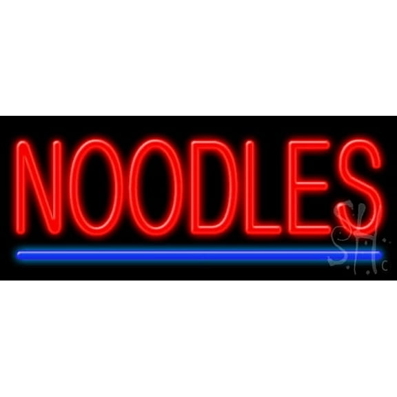 Noodles LED Neon Sign 6 x 15 - inches, Clear Edge Cut Acrylic Backing, with Dimmer - Bright and Premium built indoor LED Neon Sign for restaurant window and interior decor.