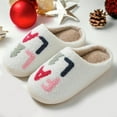 thumbnail image 2 of PacificPlex Womens Smiley Fuzzy Preppy Smile Slippers Retro Plush (8-8.5, Fa La La), 2 of 8