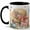 Black, variant on Straw Hat Floral Coffee Mug, Watercolor Summer Garden Hat with Bow, 11 oz Ceramic Cup