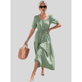 thumbnail image 2 of Vestido Largo para Mujer Vestido Midi Casual con Manga Corta Abullonada, 2 of 5