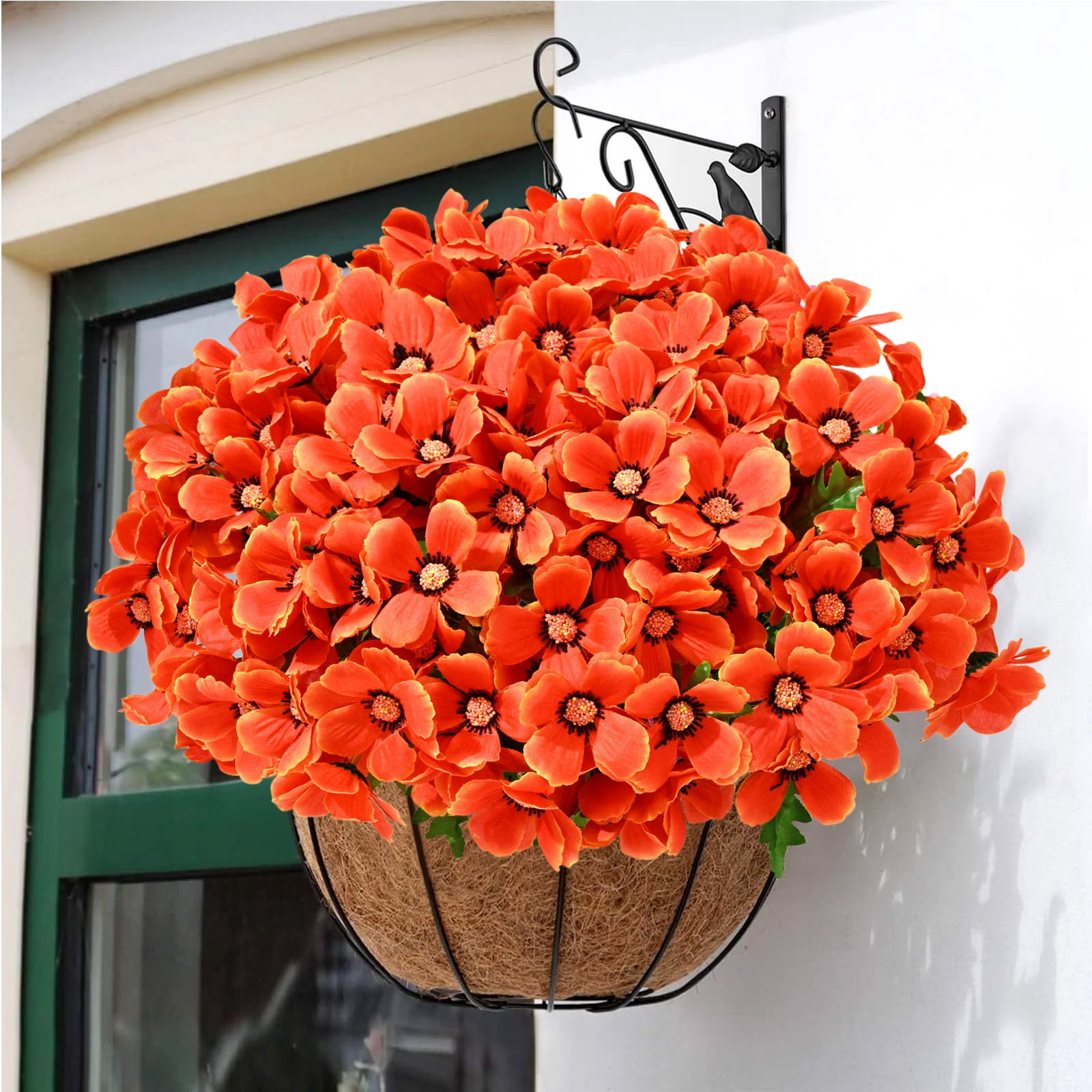 Waipfaru 8 Pack Artificial Flowers for Outdoor, UV Resistant Silk Fake Plants for Porch Patio Balcony Front Door Garden Decoration