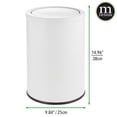 thumbnail image 3 of mDesign Small Round Metal 4.8 Gallon Covered Bathroom Swing Lid Trash Can, White, 3 of 7