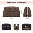 thumbnail image 5 of Naloa Brown Gold Grid Leather Makeup Bag for Purse Travel, Portable Small Cosmetic Organizer for Women and Girls, Make up Bag with Zipper, 5 of 8