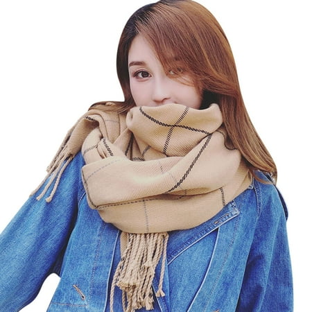 

Winter Plaid Long Warm Scarf Female Imitation Cashmere Dual-Use Big Shawl Double-Sided Wild Bib