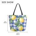 thumbnail image 5 of FORMRS Womens Canvas Tote Bag with Zipper Inner Pocket Shoulder Handbag, Blue Plaid Lemon, 5 of 7