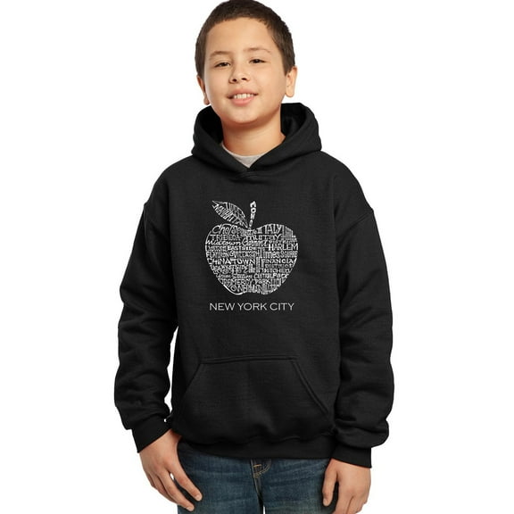 LA Pop Art Boy's Word Art Hooded Sweatshirt - Neighborhoods in NYC