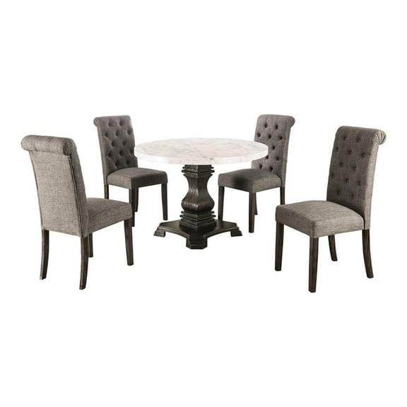 Furniture of America Rossas Wood 5-Piece Round Dining Table Set in Gray