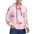 thumbnail image 2 of Honeii Cute Flamingo with Heart Pattern Mens Hoodies Men's Loose Sleeve Sweatshirt,Pullover Hooded Sweatshirt for Men,Essentials Hoodie-Large, 2 of 7
