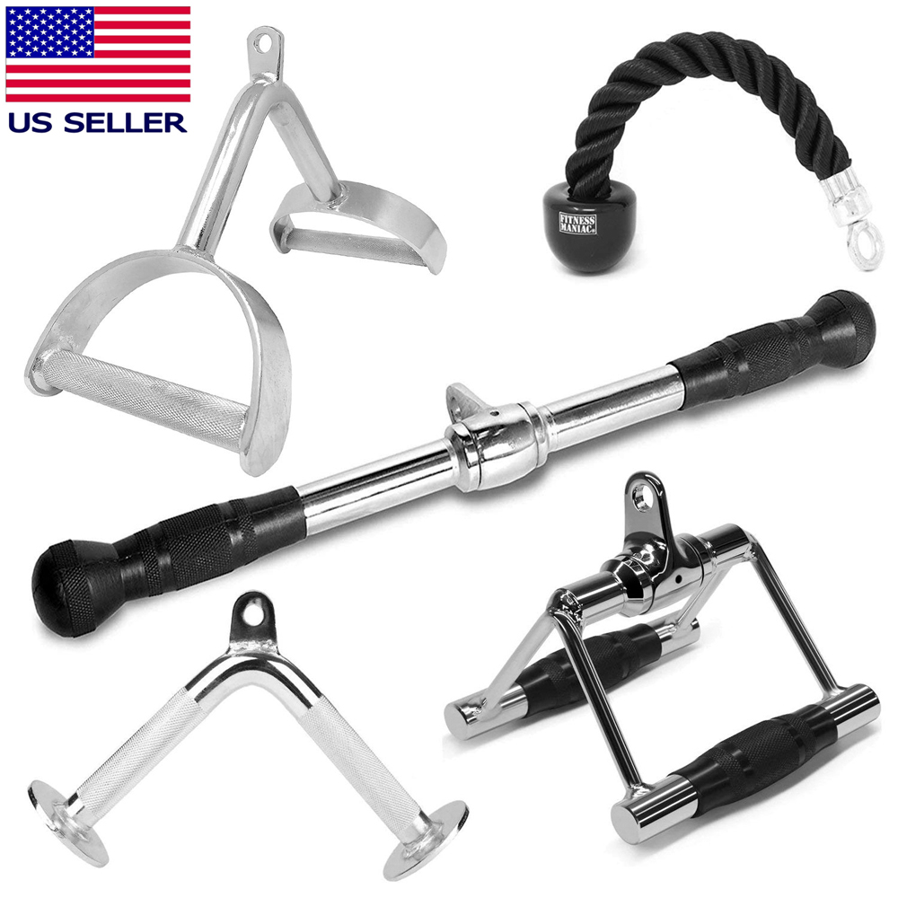 FITNESS MANIAC Double Stirrup D Handle Tricep Rope LAT Pull Down Press