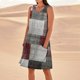 thumbnail image 1 of WILLBEST Vestido De Lino Para Mujer, Vestido Playero Informal Hasta La Rodilla, Sin Mangas, Estampado De Verano, Con Bolsillos, 1 of 3