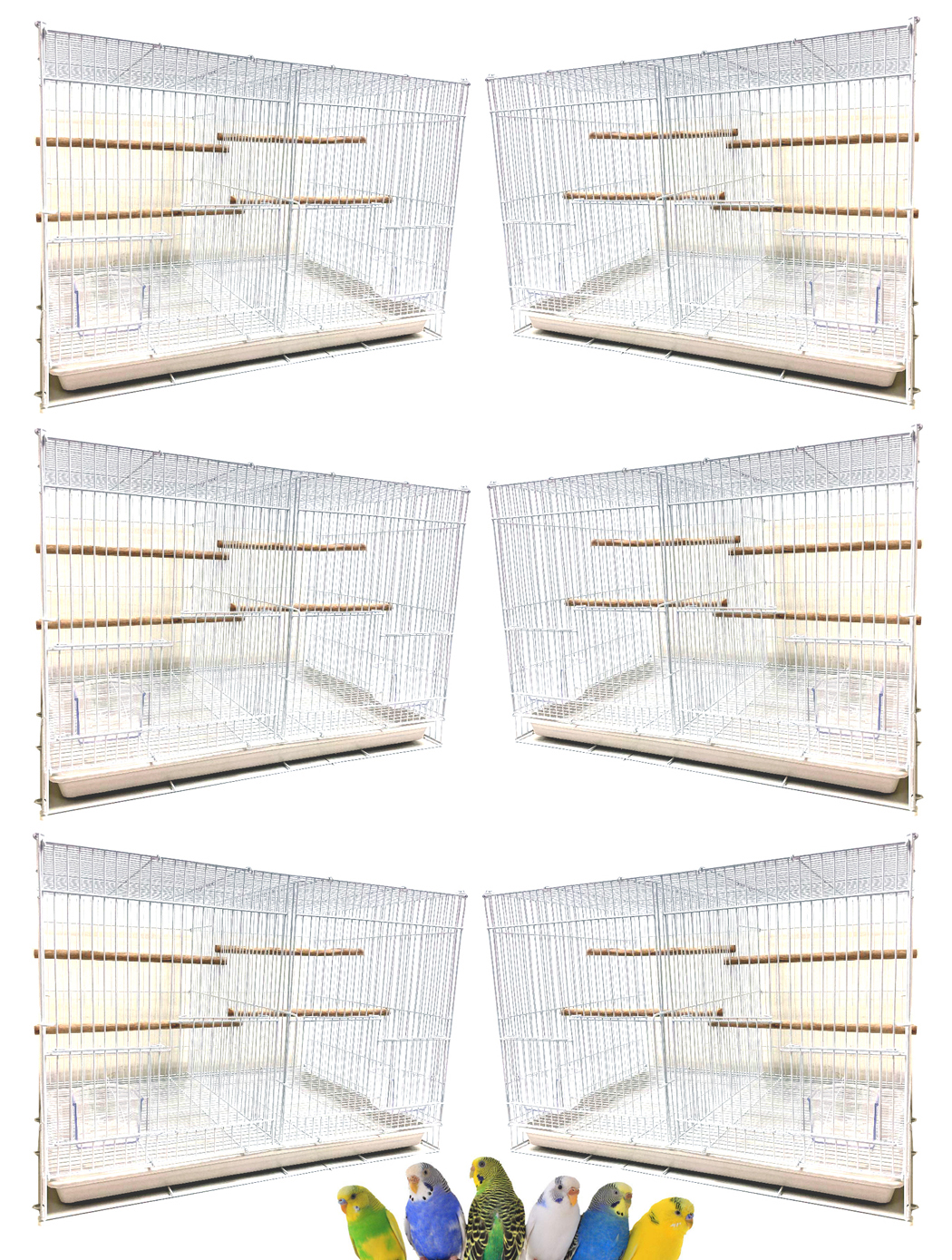 Lot of Six Breeding Breeder Bird Flight Cages With Center Divider For Finches Parakeets Lovebirds Aviaries Canaries Budgies Parakeets