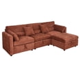 thumbnail image 3 of Gewnee L Shape 3 Seats Comfy Chenille Sectional Storage Sofa with Convertible Movable Ottoman Modular Couch for Living Room, 3 of 10
