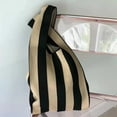 thumbnail image 3 of Vintage Stripes Pattern Bags Knitted Handbag Reusable Shopping Bags Tote Bag, 3 of 13