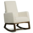 thumbnail image 1 of Gymax Mid Century Rocking Chair Retro Modern Fabric Upholstered Relax Rocker Beige New, 1 of 7