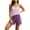 Purple, variant on Miqool Women's Cotton Striped Pajama Sets Built-in Bra Tank Top Elastic Waist Shorts Soft Sleepwear 2 Piece Lounge Set