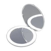 Impressions Vanity Infinity LED Compact Mirror with Strip Light, Bifold Makeup Mirror (White)