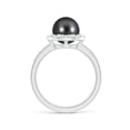 thumbnail image 2 of ANGARA Classic Tahitian Cultured Pearl and Diamond Halo Ring in 14K White Gold for Women | June Birthstone, Birthday, Anniversary, Jewelry Gift for Women | Pearl Ring, 2 of 9