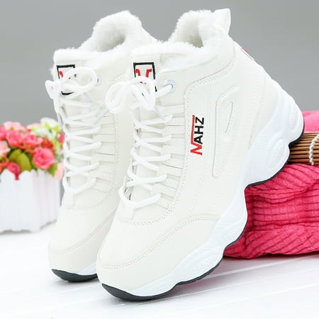 

Thick Bottom High Top Snow Boots Round Toe Lace Up Cotton Shoes Thickening Fleece Thermal Ankle Boots Women s Footwear