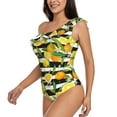 thumbnail image 2 of Gaeub Orange and Lemon Women's One Shoulder Ruffle Tummy Control Swimwear for Swimming Surfing Beach Party - Medium, 2 of 8